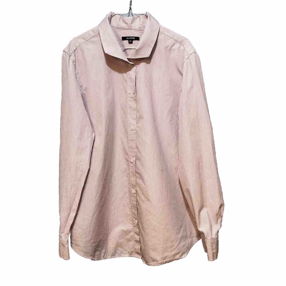 Kal Rieman Ginna Tailored Shirt Button Down Sz 14 PInk Stripe Dress Classic